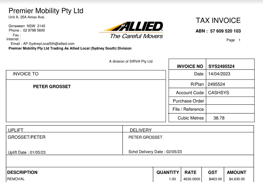 Photo by Peter Grosset of Allied Pickfords Australia - Large