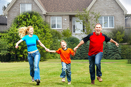 Family in new home