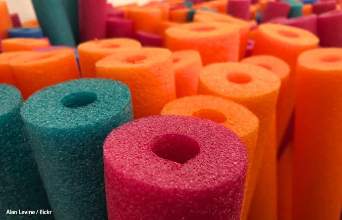 Using pool noodles for packing